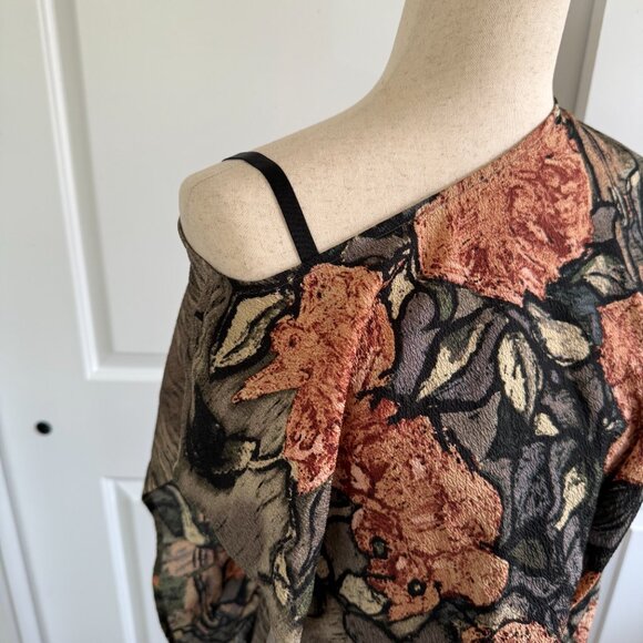 Anthropologie Tracy Reese Amsterdamn Bateau Dress Sz Sm 92% silk, dark floral - Picture 4 of 9